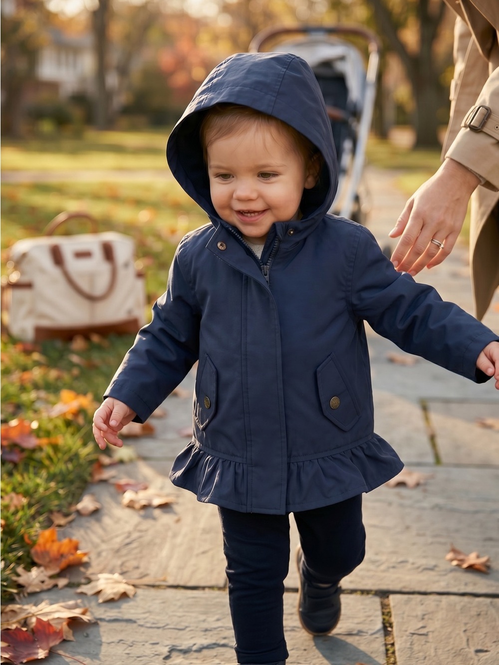 Old Navy Hooded Navy Ruffle-Trim Toddler Jacket